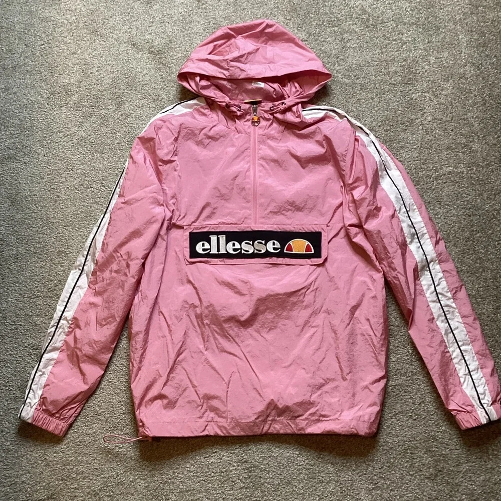 Ellesse Tonvilli Windbreaker Jacket Anorak Hoody Hooded Pink Medium Kangaroo - Picture 4 of 9